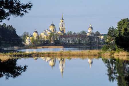 Svetlitsa, Russia - May, 20, 2019: Nilo Stolobenskyi monastery in Svetlitsa, Russia on Seliger lakeのeditorial素材