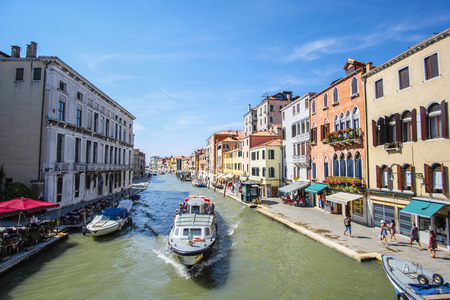 Venice, Italy - July, 07, 2019: cityscape with the image of channel in Venice, Italyのeditorial素材