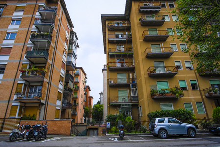 Verona, Italy - July, 28, 2019: cars parked on the street in Verona, Italyのeditorial素材