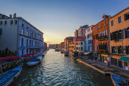 Venice, Italy - July, 07, 2019: cityscape with the image of channel in Venice, Italyのeditorial素材