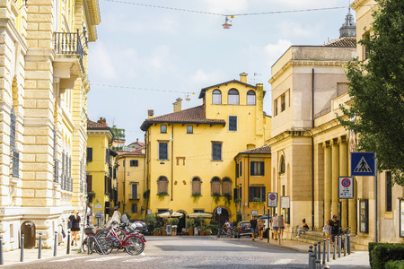 Verona, Italy - July, 11, 2019: street in a center of Verona, Italyのeditorial素材