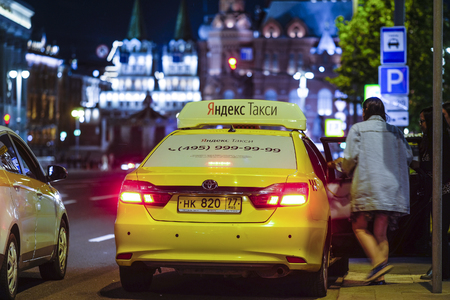 Moscow, Russia - June, 3, 2019: taxi in a center of Moscowのeditorial素材