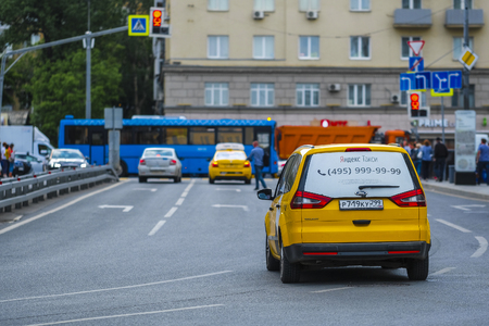 Moscow, Russia - June, 3, 2019: taxi in a center of Moscowのeditorial素材