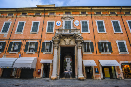 Ferrara, Italy - July, 11, 2019: ancient house in a center of Ferrara, Italyのeditorial素材