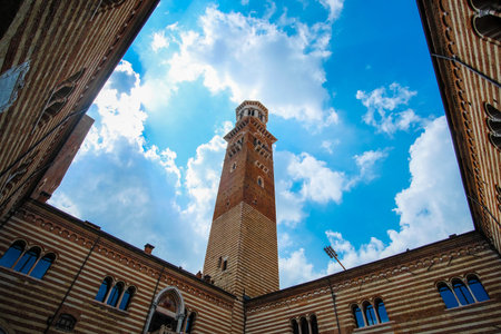 Verona, Italy - July, 11, 2019: palace in a center of Verona, Italy