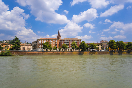 Verona, Italy - July, 17. 2019: embankment of Verona, Italyのeditorial素材