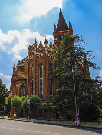 Verona, Italy - July, 11, 2019: church in a center of Verona, Italyのeditorial素材