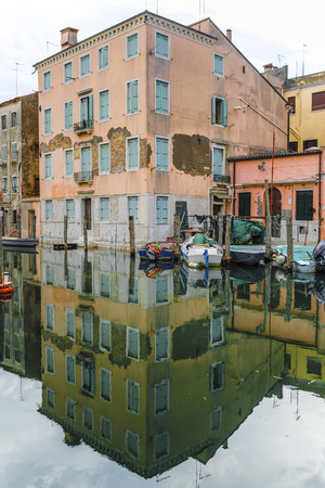 Sottomarina, Italy - July, 07, 2019: cityscape with the image of channel in Sottomarina, Italy, the small town near Veniceのeditorial素材