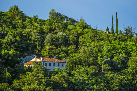 Monselice, Italy - July, 11, 2019: dwelling house on a hill in Monselice, Italyのeditorial素材
