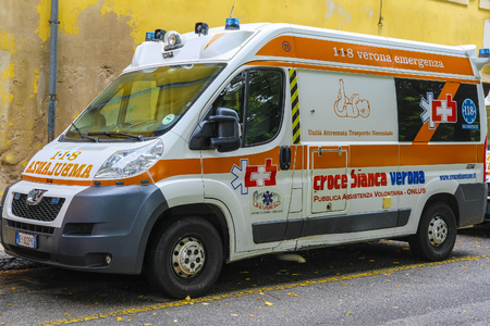 Verona, Italy - July, 29, 2019: emergency van in Verona, Italyのeditorial素材