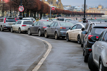 St. petersburg, Russia - November, 23, 2021: cars on a parking in St. Petersburg, Russia