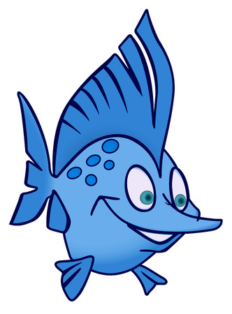 Cute smiling fish cartoon on white backgroundのイラスト素材