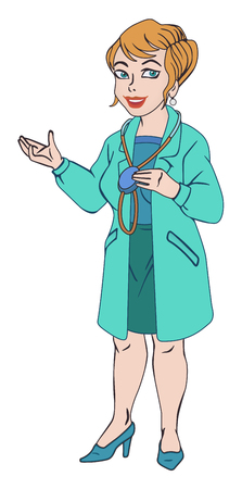 Illustration of a smiling young female doctor with a stethoscopeのイラスト素材