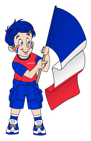 Illustration of Fan holding the flag of Franceのイラスト素材