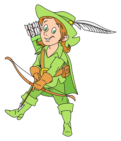 Illustration of Funny Archer with Bow and Quiverのイラスト素材