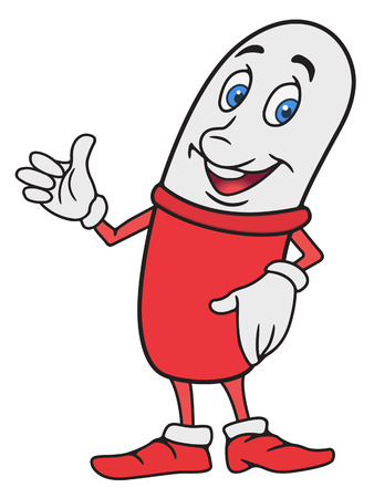 Pill Cartoon Character. Vector illustration.のイラスト素材