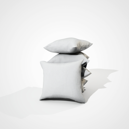 Few pillows pillows isolated on white. 3D illustrationの写真素材