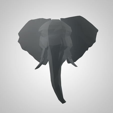 Origami elephant head. Polygonal elephant. Geometric style elephant head.の写真素材
