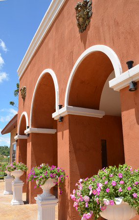 Side of European building with blue skyの写真素材