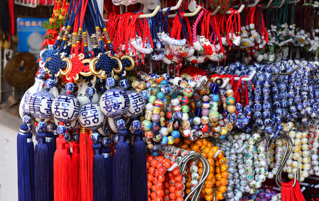 Bunch of ceramic Chinese amuletの写真素材