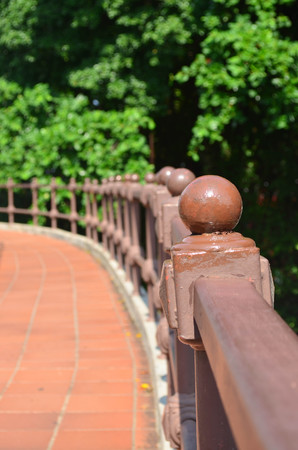 Orange pathway with brown corridorの写真素材