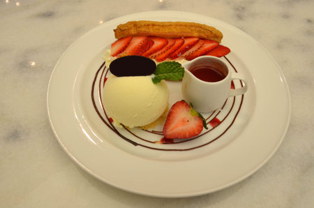 Appetizing sweet and ice cream