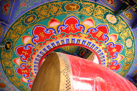 Colorful ceiling in chinese templeの写真素材