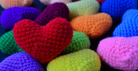 Colorful Crochet Heart For Valentineの写真素材