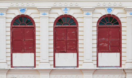 Vintage house or Sino-Portuguese architecture building at Penang, Malaysia