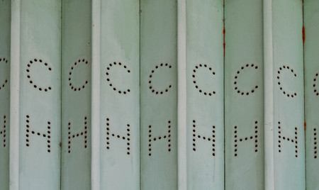 Rusty and weathered metal sheet wallの写真素材