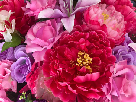 Colorful artificial flower for backgroundの写真素材