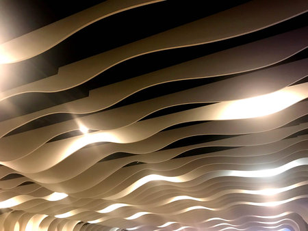 White curve ceiling line with spot light in modern building