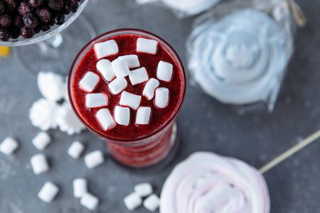 Organic Blueberry Smoothy made with fresh ingredientsの写真素材