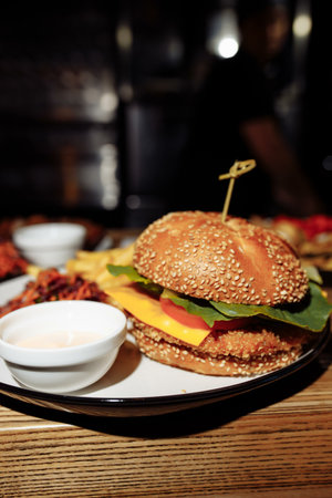 fries and sancwich combo on the plate.の写真素材