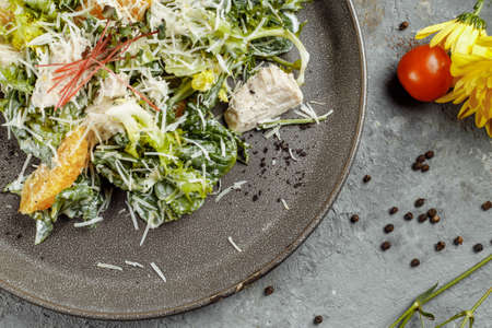 Great orange Walnut Chicken Salad top view.の写真素材