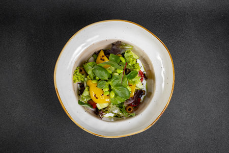 Fresh vegetable salad. Healthy food. Healthy eating concept. Top view close upの写真素材