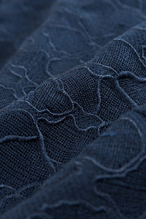 Navy lace fabricの写真素材