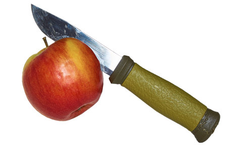 Slicing juicy applesの写真素材