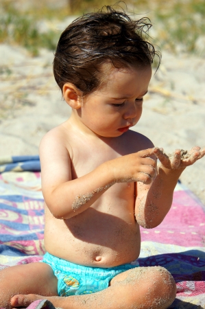 child on the beachの写真素材