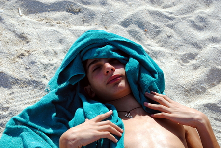 boy on the beachの写真素材