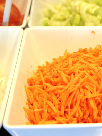 carrot salad in the market, closeup of photo with selective focusの写真素材