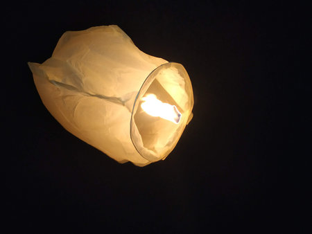 Beautiful sky lantern in dark night