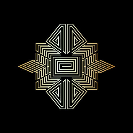 Abstract symbol art gold on black backgroundのイラスト素材