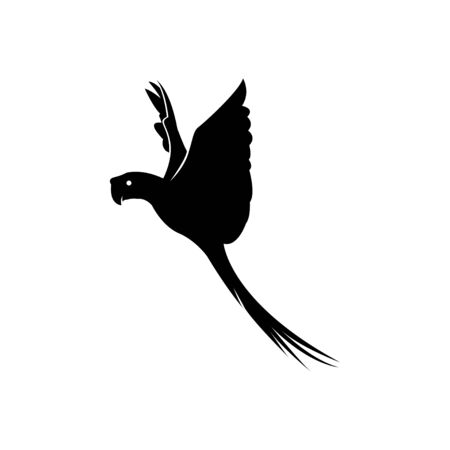Parrot Bird Fly Silhouette Isolated on White Backgroundのイラスト素材