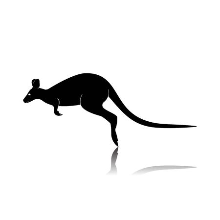 Kangaroo Silhouette Isolated on White Backgroundのイラスト素材