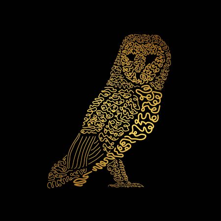 Hand drawn owl bird. It can be used for print design. Vector illustration of owl birdのイラスト素材