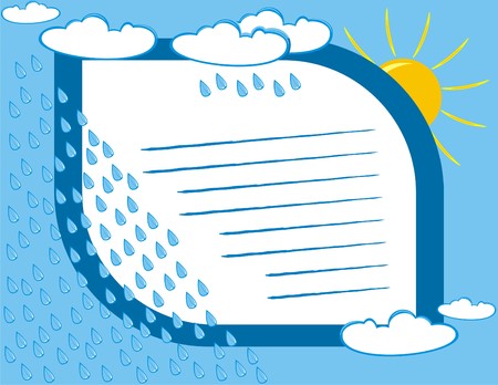 Vector - Anniversary Card - Natural Design with frame - Sunlight, Clouds, Rain, Water Drops, Place for Textのイラスト素材