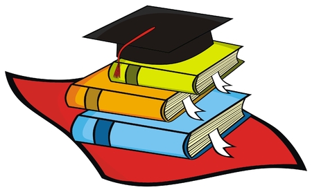 VECTOR - Mortar Board Along with Some Books Belong to  Graduated Student ( Alumni )のイラスト素材