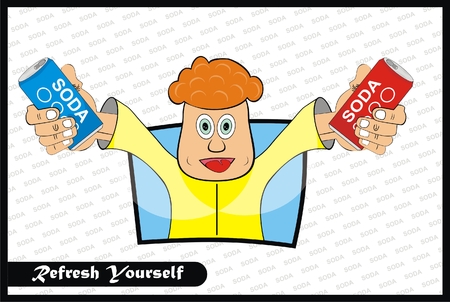 VECTOR - A Man Holding Two Soda by his Hands - Refresh Yourselfのイラスト素材