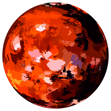 Planet Mars located in solar system in milky way galaxy at endless universe science education discovery concept astronomy astrology infographic scientific fantasy planet surface mapのイラスト素材